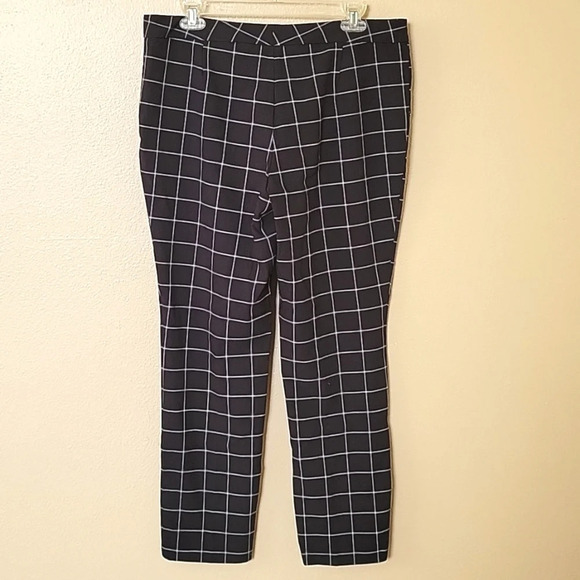Vince Camuto Womens Black Grid Print Pants Academia Career Office - Size 10 - Picture 6 of 9